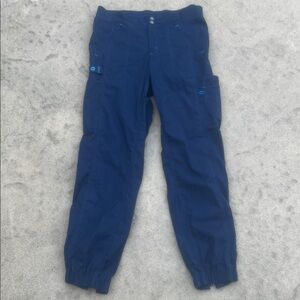 Spread Good Cheer! Navy Blue Zipper Leg Jogger Scrub Pants Women's Size L